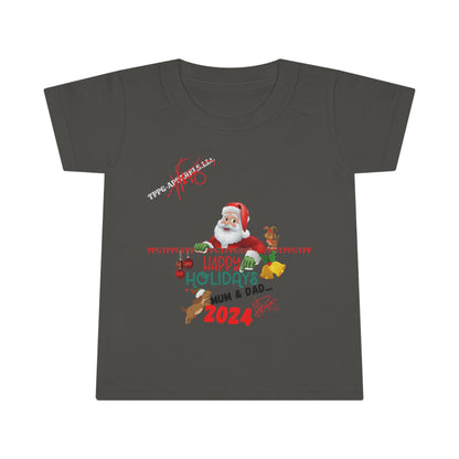 Mum & Dad Happy Holiday 'Gildan' (Double-Stitched & Tear-Away Label) Soft & Colorful Toddler T-shirt By:"TPPG-Apparels" Infant/Toddler Holiday Collections