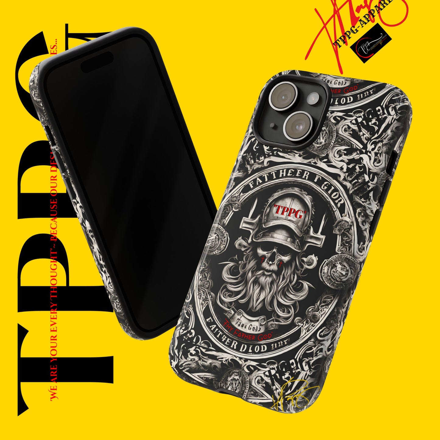 "Father God" iPhone/Google Pixel & Samsung Tough Phone Case (Black/Red & Grey)