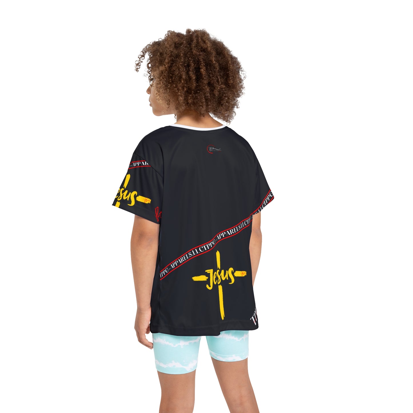 Kids (Black) 'Jesus/Faith' Sports Jersey/T-Shirt