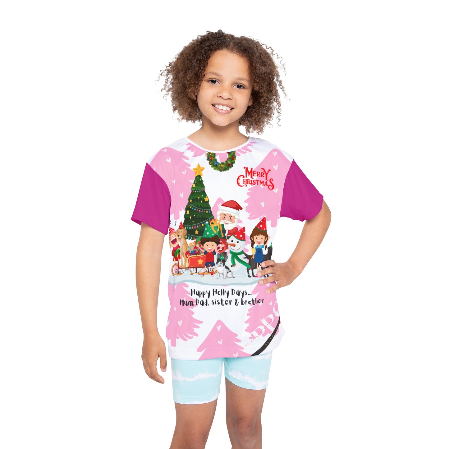 Kids (Deep Pink Base) 'Holiday/Christmas' Sports Jersey/Tee - By:"TPPG-Apparel" Juniors Collections