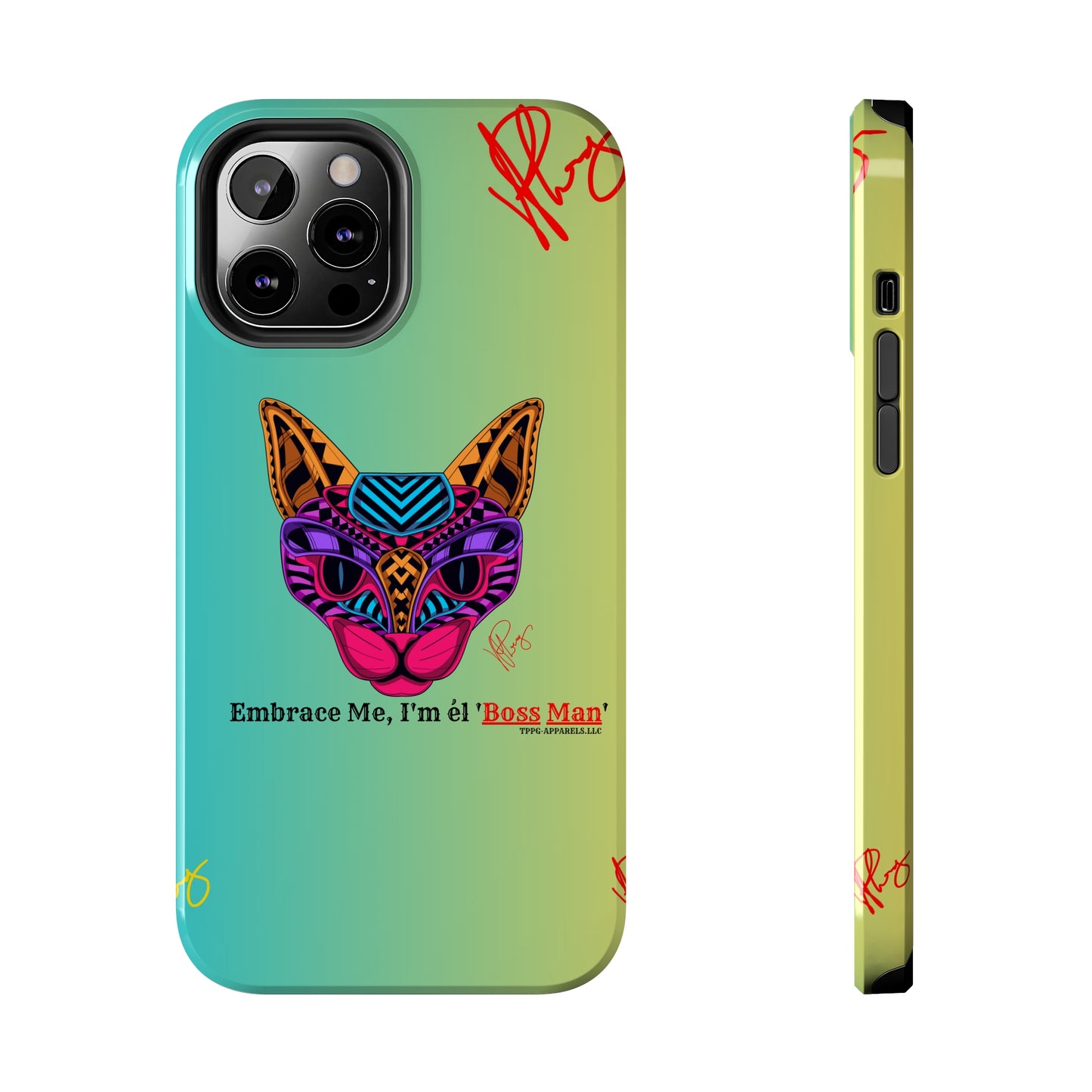 Pets Designed Phone Cases - iPhone/ Samsung Galaxy & GooglePixel ("Embrace Me.."1) (Green/Yellow Hue Color)