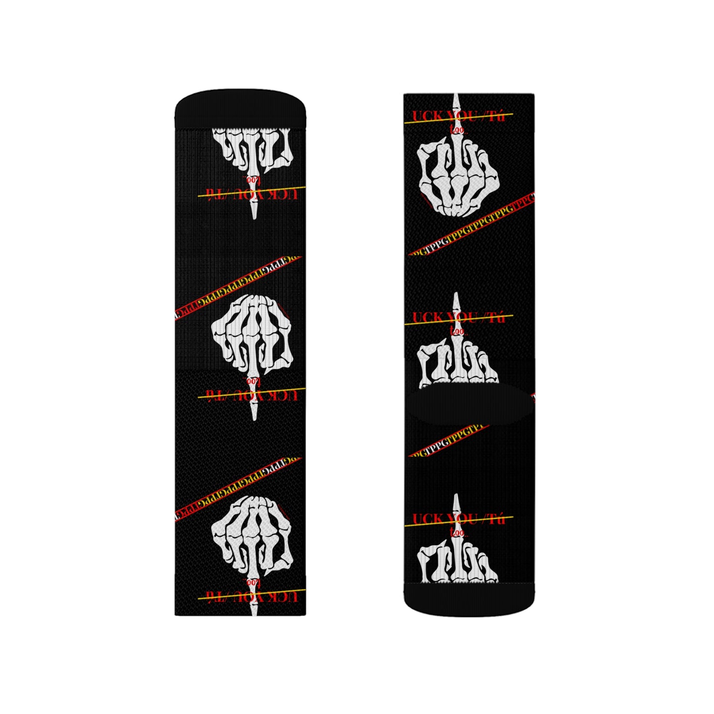 High Quality Cushioned 'TPPG Brand' Black Finger-Up "UCK YOU TÚ" Style Socks