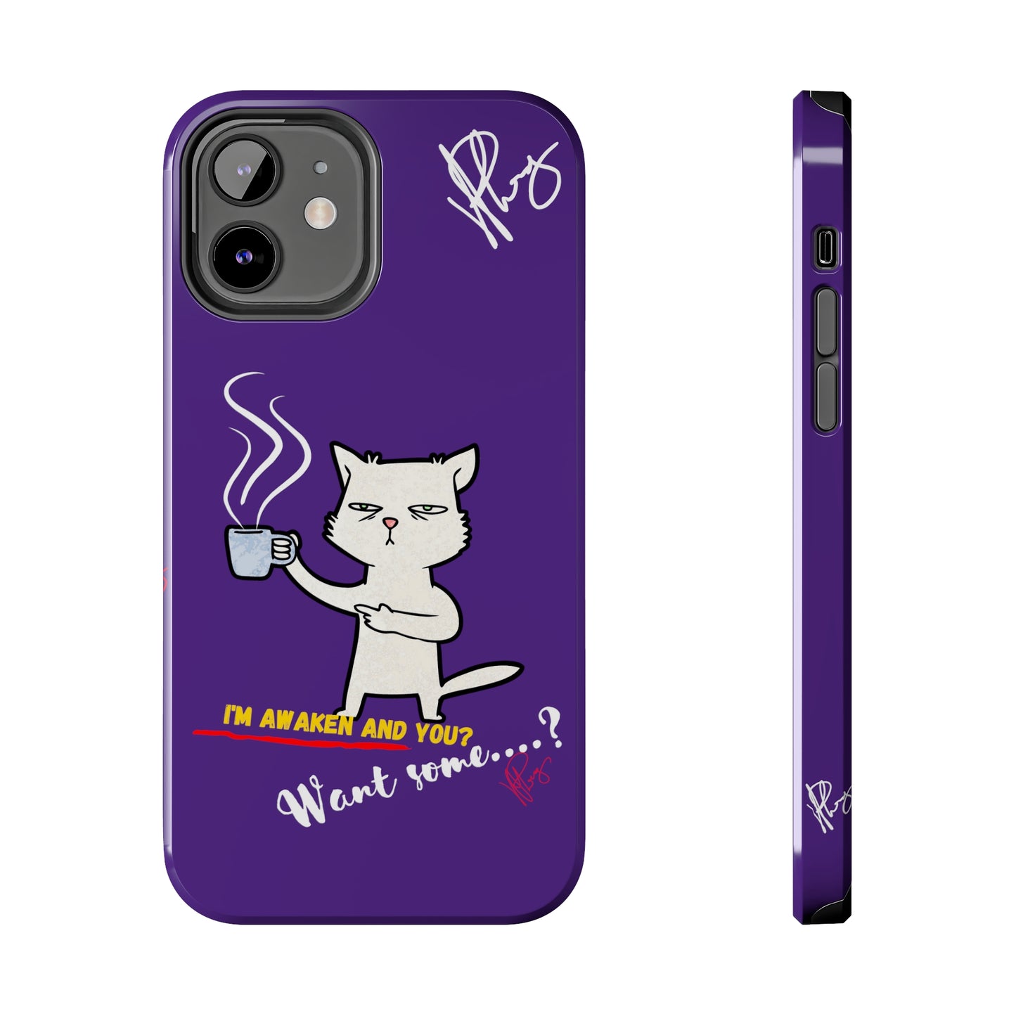 Lovely Bold Purple - Cutie "Coffee Cat" Pet Design Verision from the 'TPPG Collection' Line carries Several sizes of the "iPhone Series" Tough Phone Cases