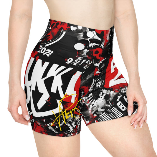 Women's Faux Suede "Fun'iki2024" Biker Shorts