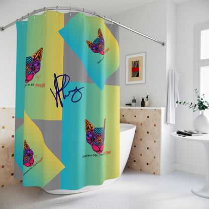 This is a Sleek "Boss Cat" Polyester Designer Style/ "TPPG-Apparels" Brand Shower Curtain