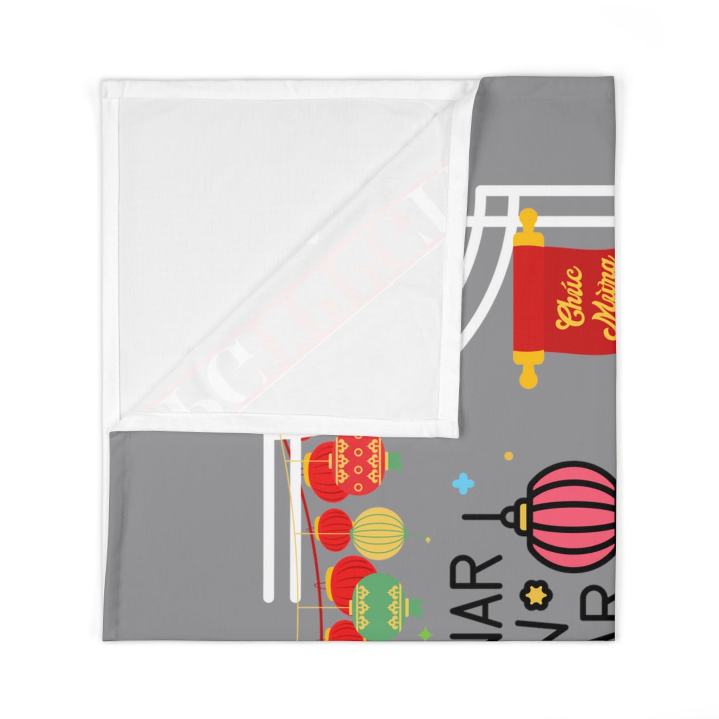 Chinese Lunar Holiday 30"x40" (Xmas Lt. Grey/USA) Infant/Baby Jersey ' Chinese Lunar Holiday' Swaddle Blanket by: "TPPG Infant/Toddler" Collections