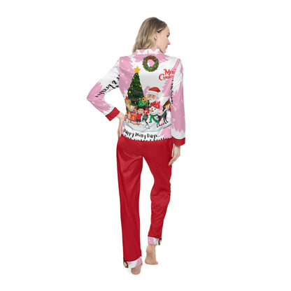 "TPPG-Apparels" Red Base: (UGLY-Holiday) Women's 95% Satin Pajamas