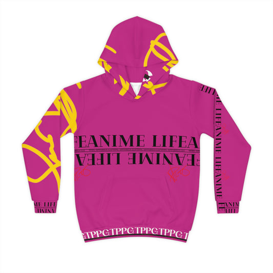 Children's (Dk. Pink) "TPPG Anime Life & Logo" Hoodie in 6 sizes