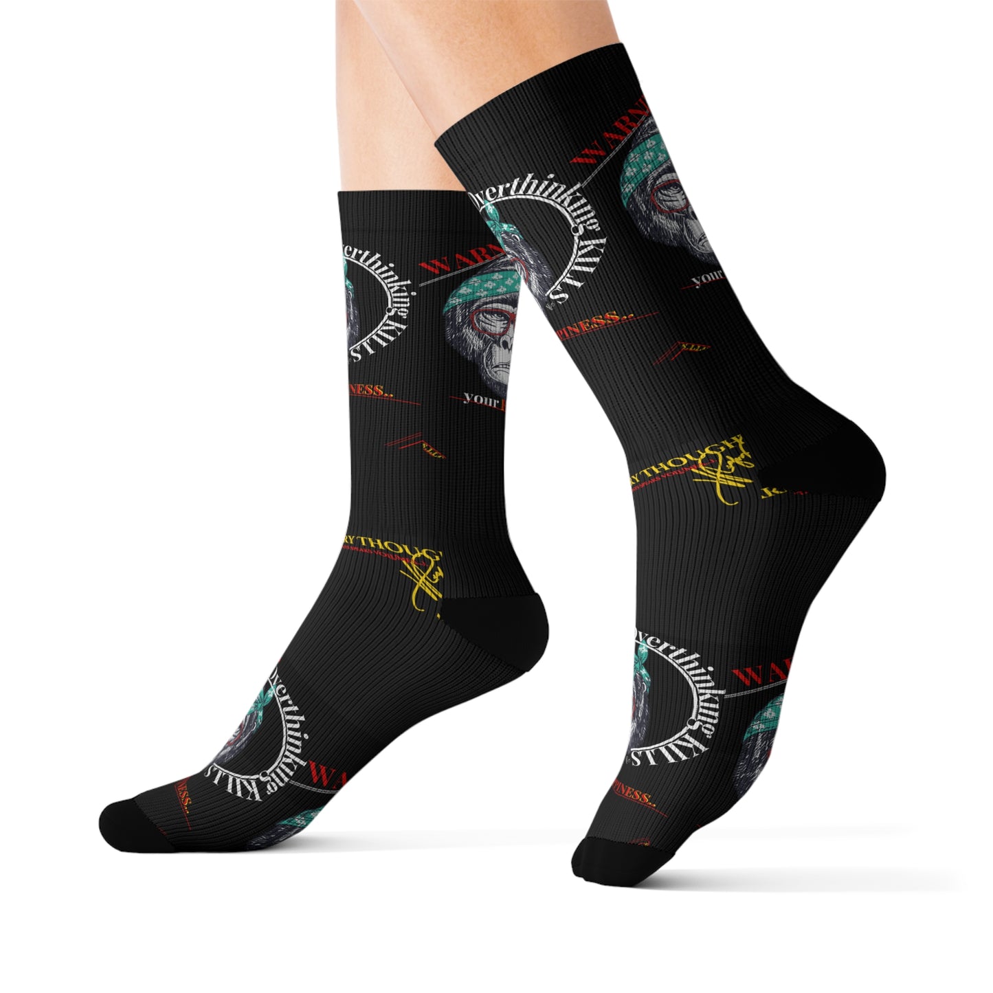 High Quality Designer Socks "Overthinking Kills Happiness"