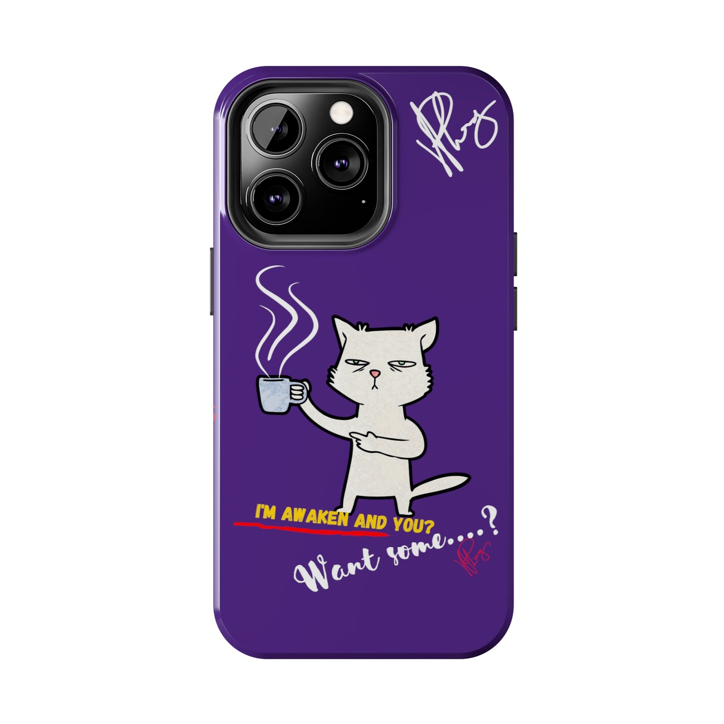 Lovely Bold Purple - Cutie "Coffee Cat" Pet Design Verision from the 'TPPG Collection' Line carries Several sizes of the "iPhone Series" Tough Phone Cases