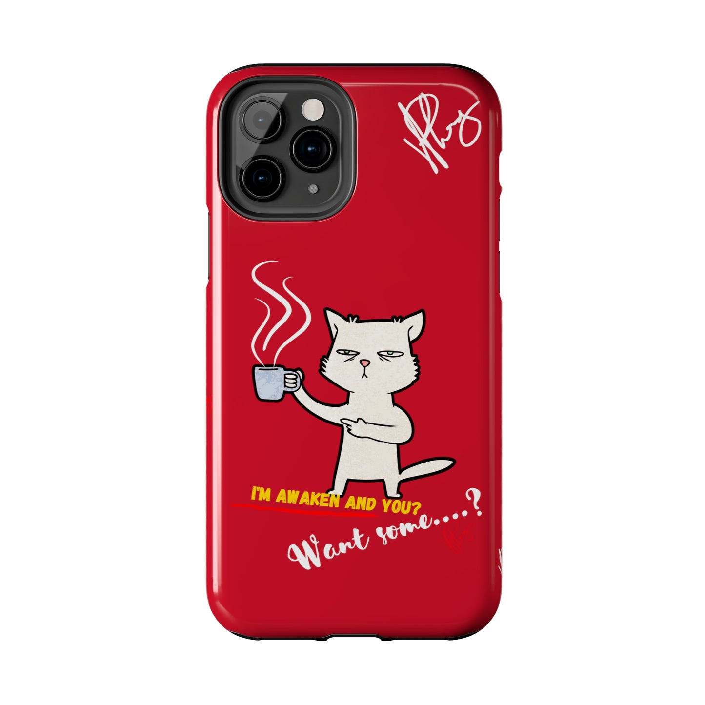 This Lovely Bold Red - Cutie "Coffee Cat" Pet Design Verision from the 'TPPG Collection' Line carries Several sizes of the "iPhone Series" Tough Phone Cases