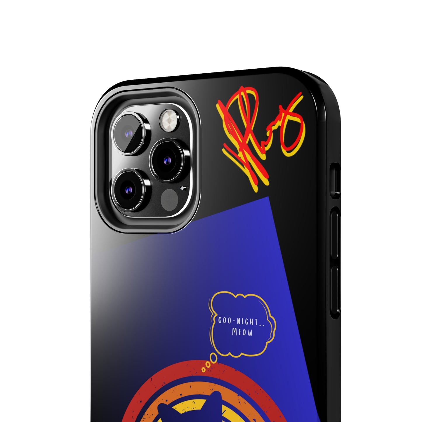 Our Cutest "Goo Night Meow.." Pet Designs (in a Bold Purple/Blue/Black Base Color) Verision from the 'TPPG Collection' Line carries Several sizes of the "iPhone Series" Tough Phone Cases