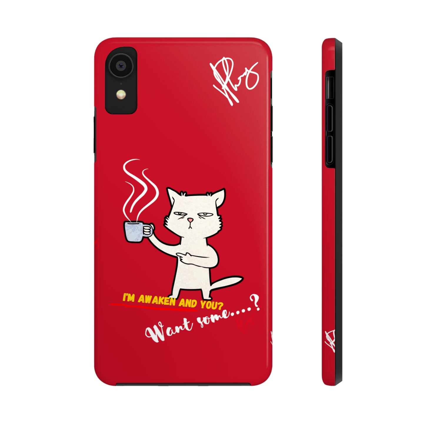 This Lovely Bold Red - Cutie "Coffee Cat" Pet Design Verision from the 'TPPG Collection' Line carries Several sizes of the "iPhone Series" Tough Phone Cases