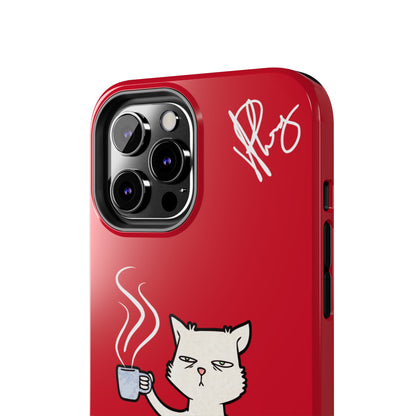 This Lovely Bold Red - Cutie "Coffee Cat" Pet Design Verision from the 'TPPG Collection' Line carries Several sizes of the "iPhone Series" Tough Phone Cases