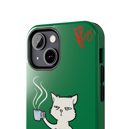 Lovely Forest Green Hue - Cutie "Coffee Cat" Pet Design Verision from the 'TPPG Collection' Line carries Several sizes of the "iPhone Series" Tough Phone Cases