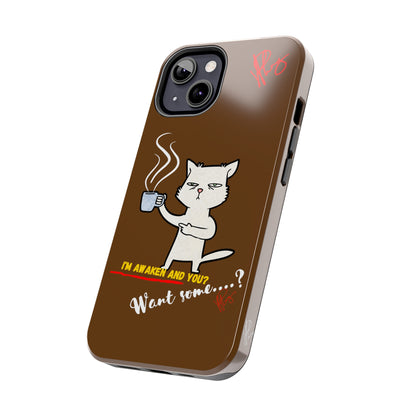 This Lovely Brown Coffee Color Tone - Cutie "Coffee Cat" Pet Design Verision from the 'TPPG Collection' Line carries Several sizes of the "iPhone Series" Tough Phone Cases