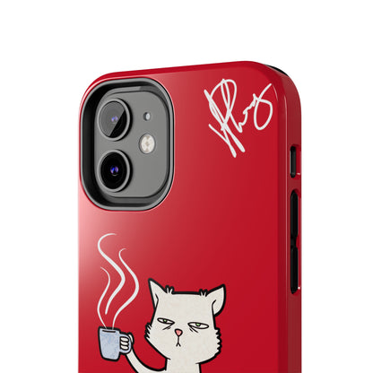 This Lovely Bold Red - Cutie "Coffee Cat" Pet Design Verision from the 'TPPG Collection' Line carries Several sizes of the "iPhone Series" Tough Phone Cases