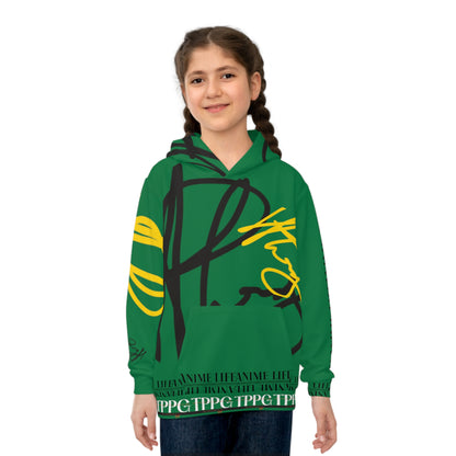 Children's "Anime Life" (Green-Black/Yellow) "TPPG Logo" Hoodie in 6 sizes