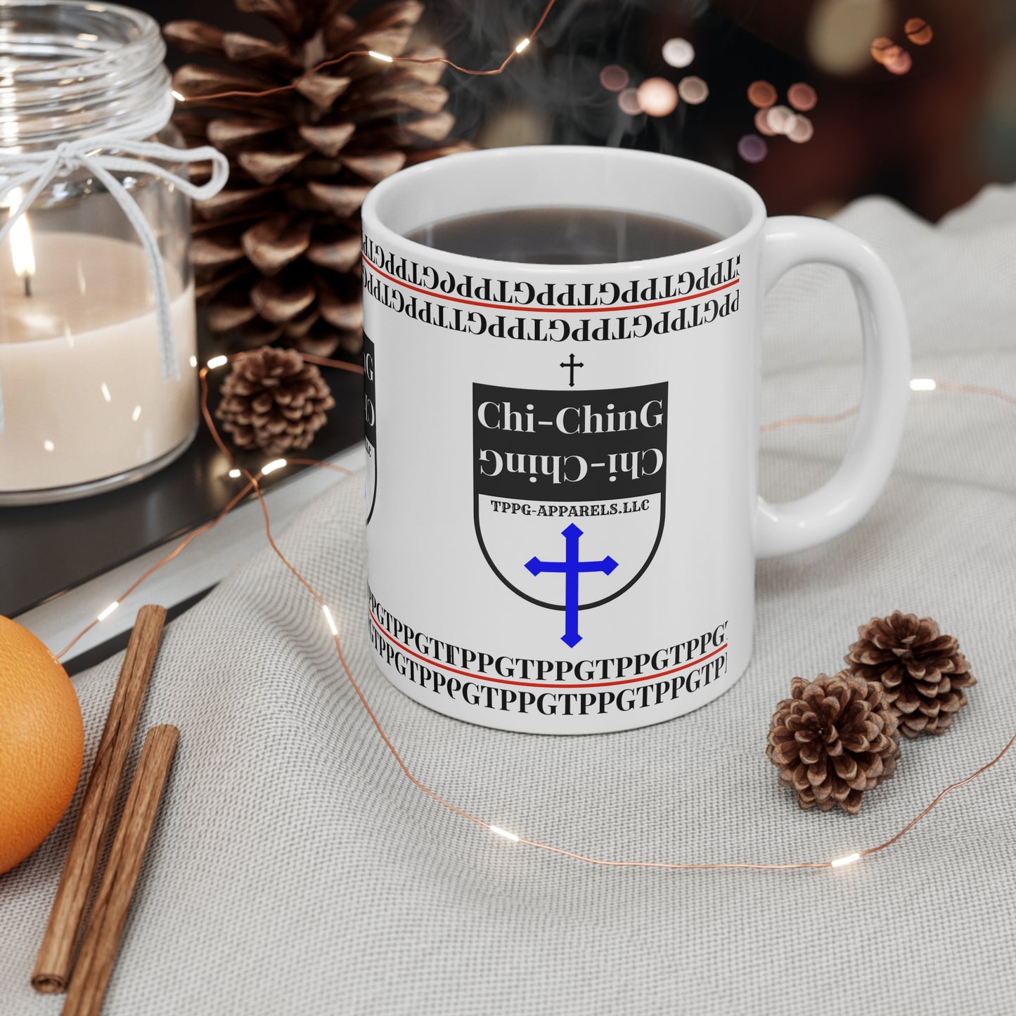 11oz White "Chi-ChinG" Ceramic Mug from the 'TPPG-Apparels' Collection