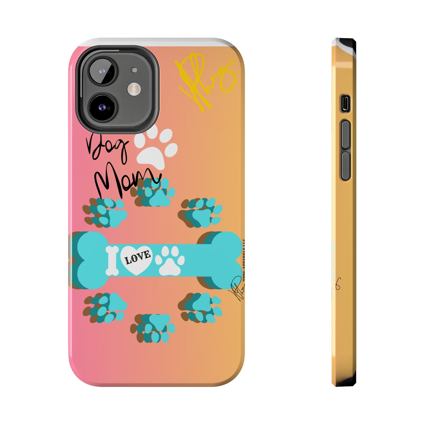 One of our Cutest "Dog Mom" Pet Designs (in a Multi-Colored Base Color) Verision from the 'TPPG Collection' Line carries Several sizes of the "iPhone Series" Tough Phone Cases