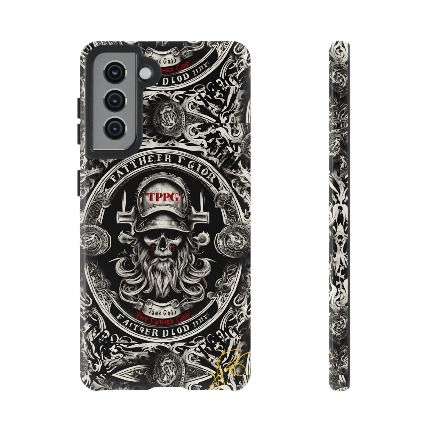 "Father God" iPhone/Google Pixel & Samsung Tough Phone Case (Black/Red & Grey)