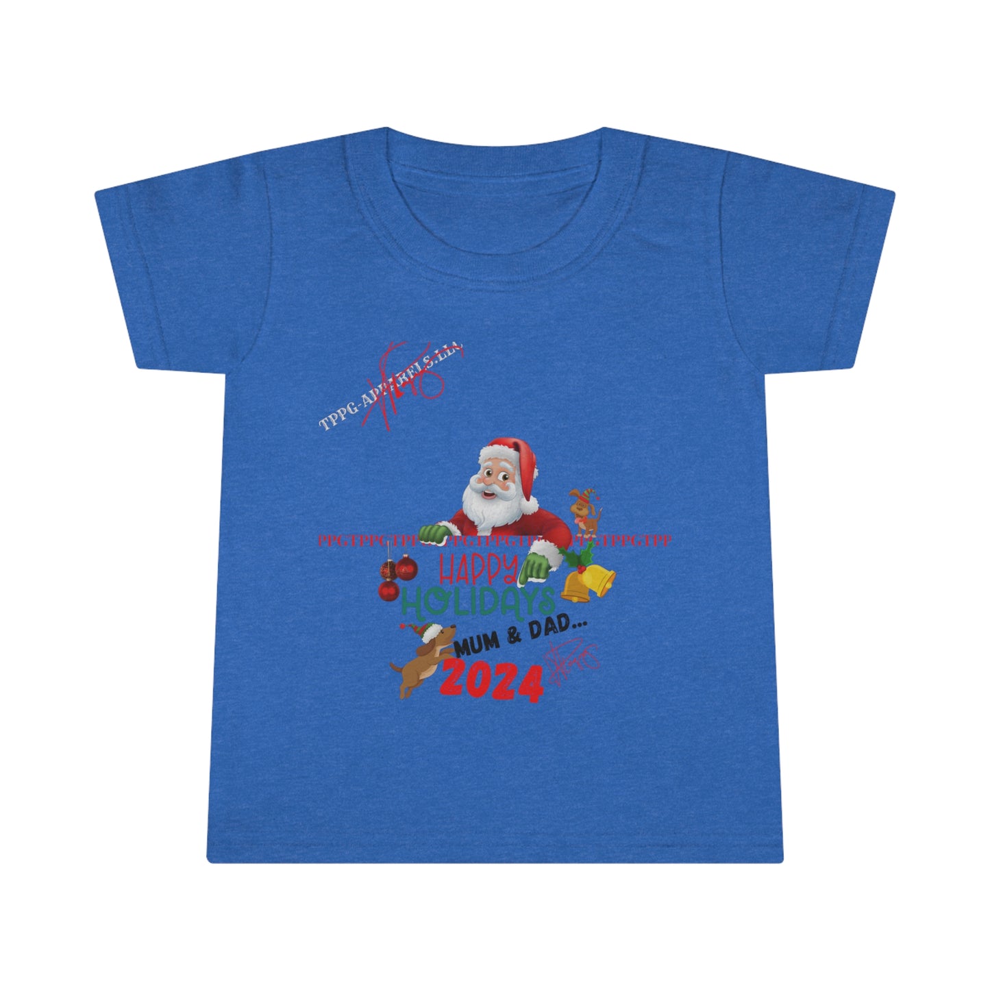 Mum & Dad Happy Holiday 'Gildan' (Double-Stitched & Tear-Away Label) Soft & Colorful Toddler T-shirt By:"TPPG-Apparels" Infant/Toddler Holiday Collections