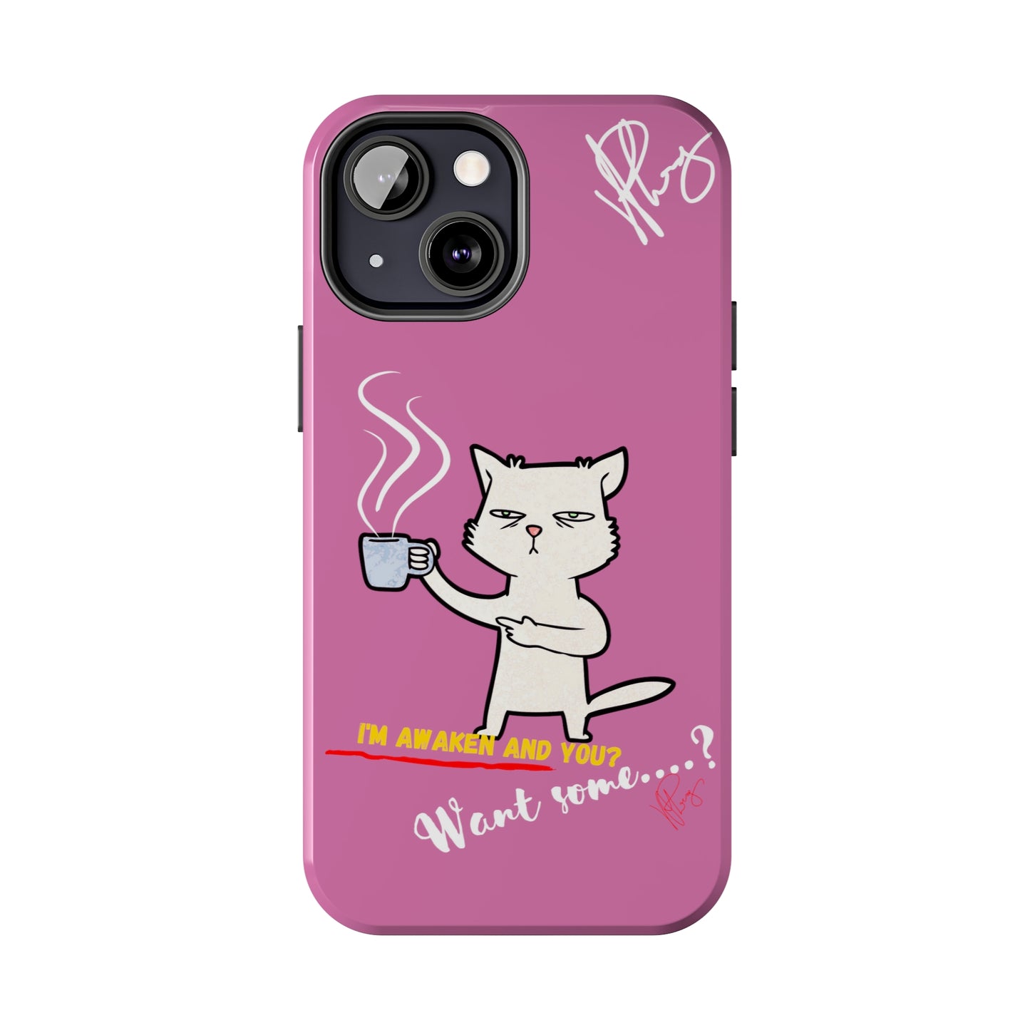 Cutie "Coffee Cat" Pet Design (in a Simple but Kool Tone Pink Base Color) Verision from the 'TPPG Collection' Line carries Several sizes of the "iPhone Series" Tough Phone Cases