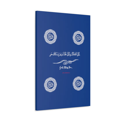 From our "TPPG Brand Arabic Faith Collection" - "Meaning:God Bless You.." Canvas Gallery Wraps in Dk Blue/White