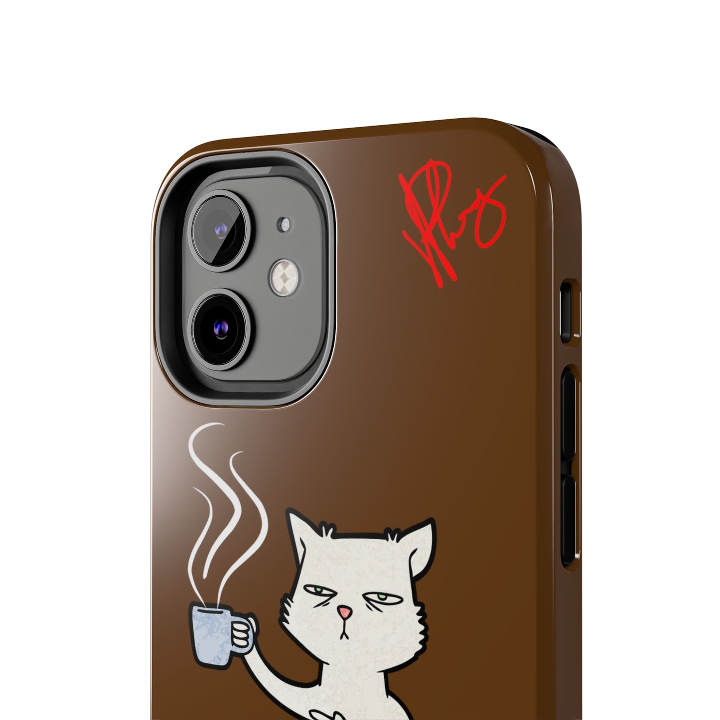 This Lovely Brown Coffee Color Tone - Cutie "Coffee Cat" Pet Design Verision from the 'TPPG Collection' Line carries Several sizes of the "iPhone Series" Tough Phone Cases