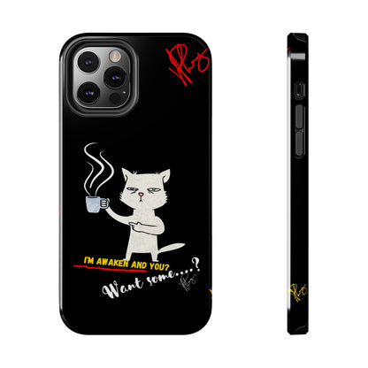 Another Cute "Coffee Cat" Pet Design (in a Simple but Bold Black & White Base Color) Verision from the 'TPPG Collection' Line carries Several sizes of the "iPhone Series" Tough Phone Cases