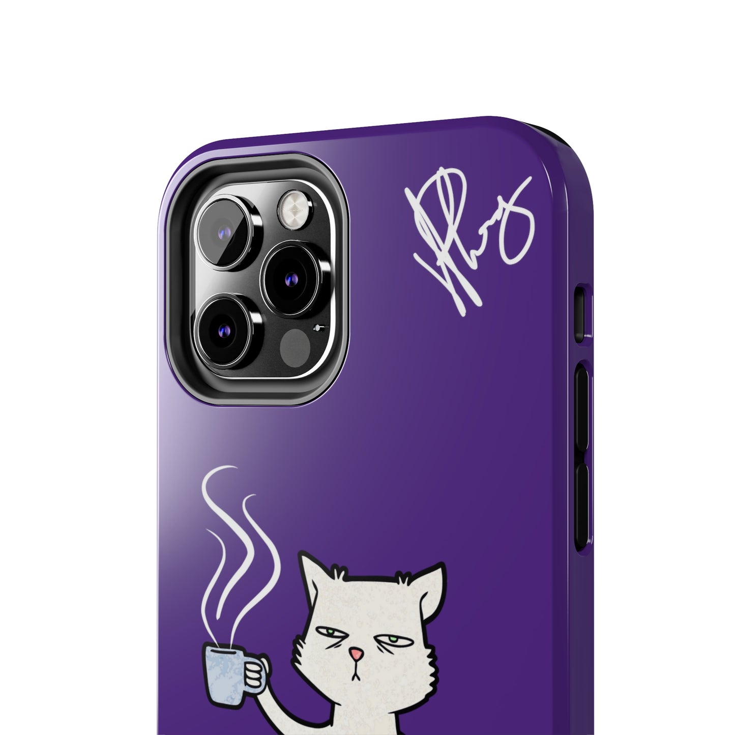 Lovely Bold Purple - Cutie "Coffee Cat" Pet Design Verision from the 'TPPG Collection' Line carries Several sizes of the "iPhone Series" Tough Phone Cases