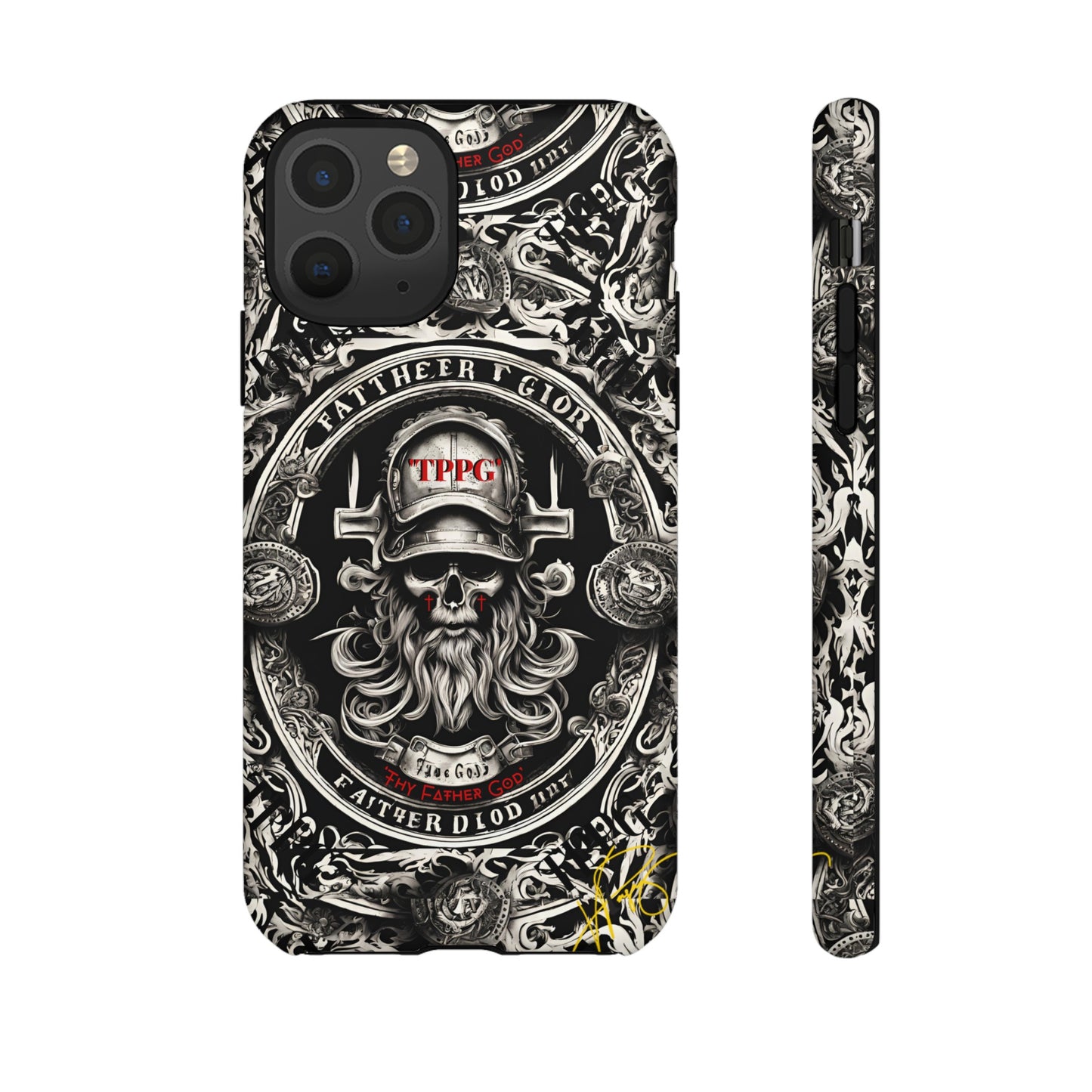 "Father God" iPhone/Google Pixel & Samsung Tough Phone Case (Black/Red & Grey)