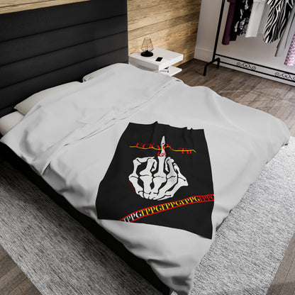 "TPPG-Apparels" Presents a Humorous Fingers Up -'Uck You Tú" Black Velveteen Plush Blanket