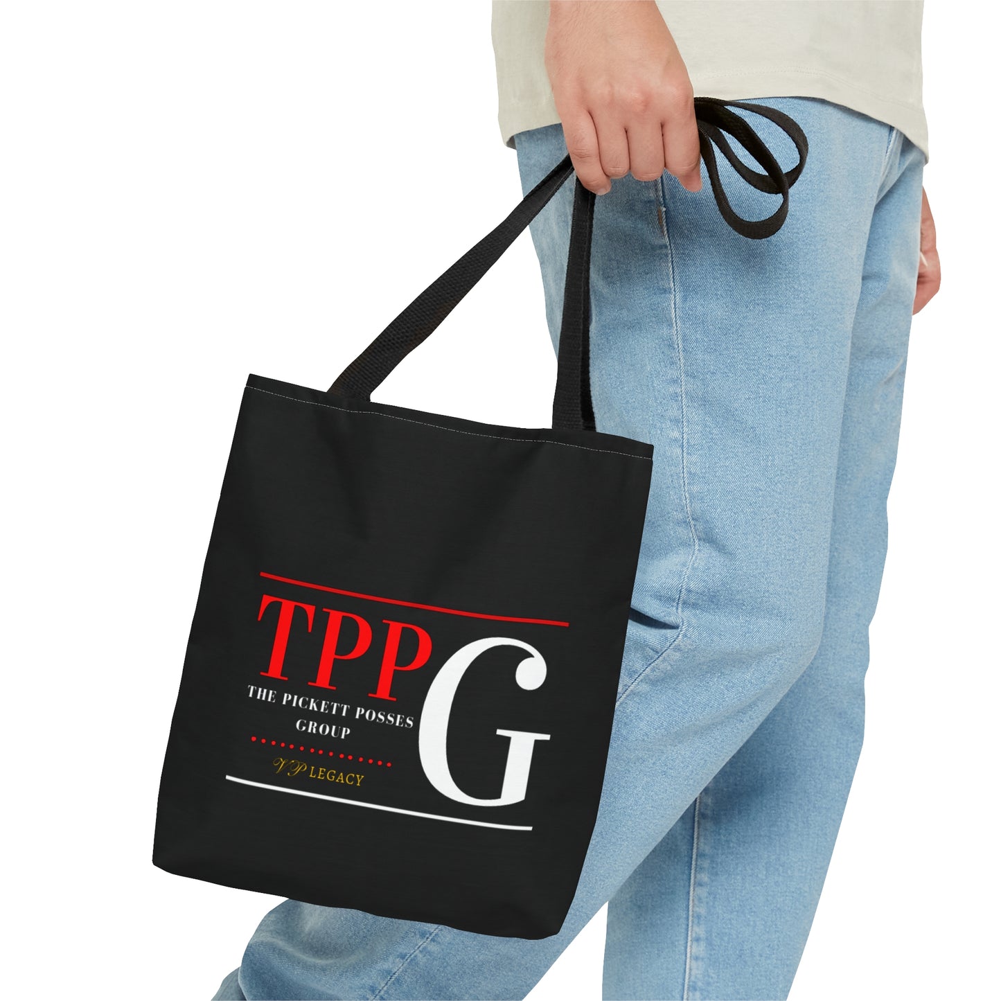 Our 3 sizes - Handy Brand Logo-front facing Style Design Tote Bag from the 'TPPG-Apparel' Brand