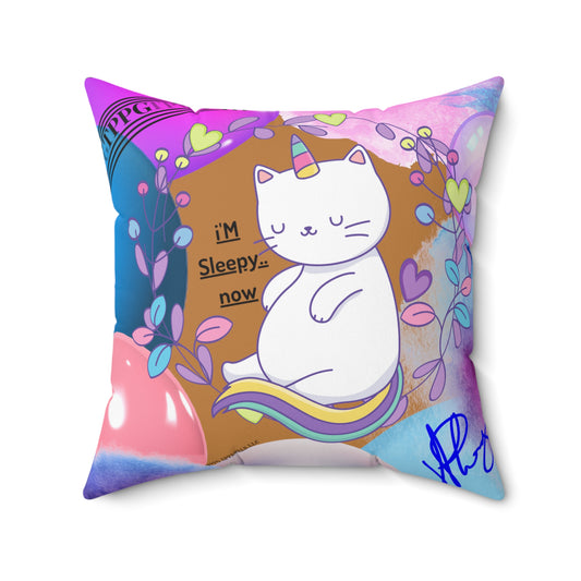 (Children) Spun Polyester ('1 side') Square Pillow (4 sizes-Lt. Brown Bgd) - By: "TPPG KIds Collection"