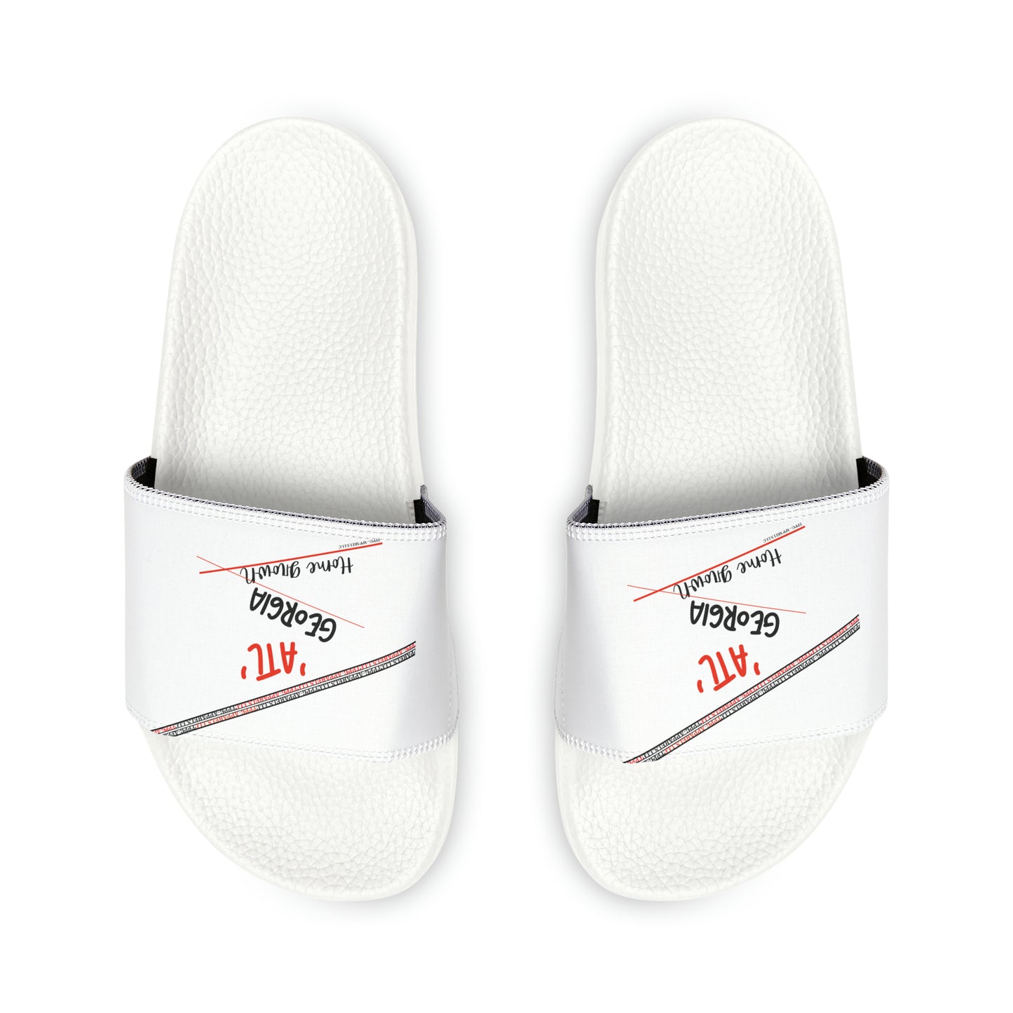 'TPPG-Apparels Brand' White "ATL Georgia" custom design for Men / Women's or Children Slide-On Sandals - 7ct  sizes