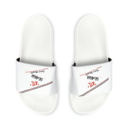 'TPPG-Apparels Brand' White "ATL Georgia" custom design for Men / Women's or Children Slide-On Sandals - 7ct  sizes