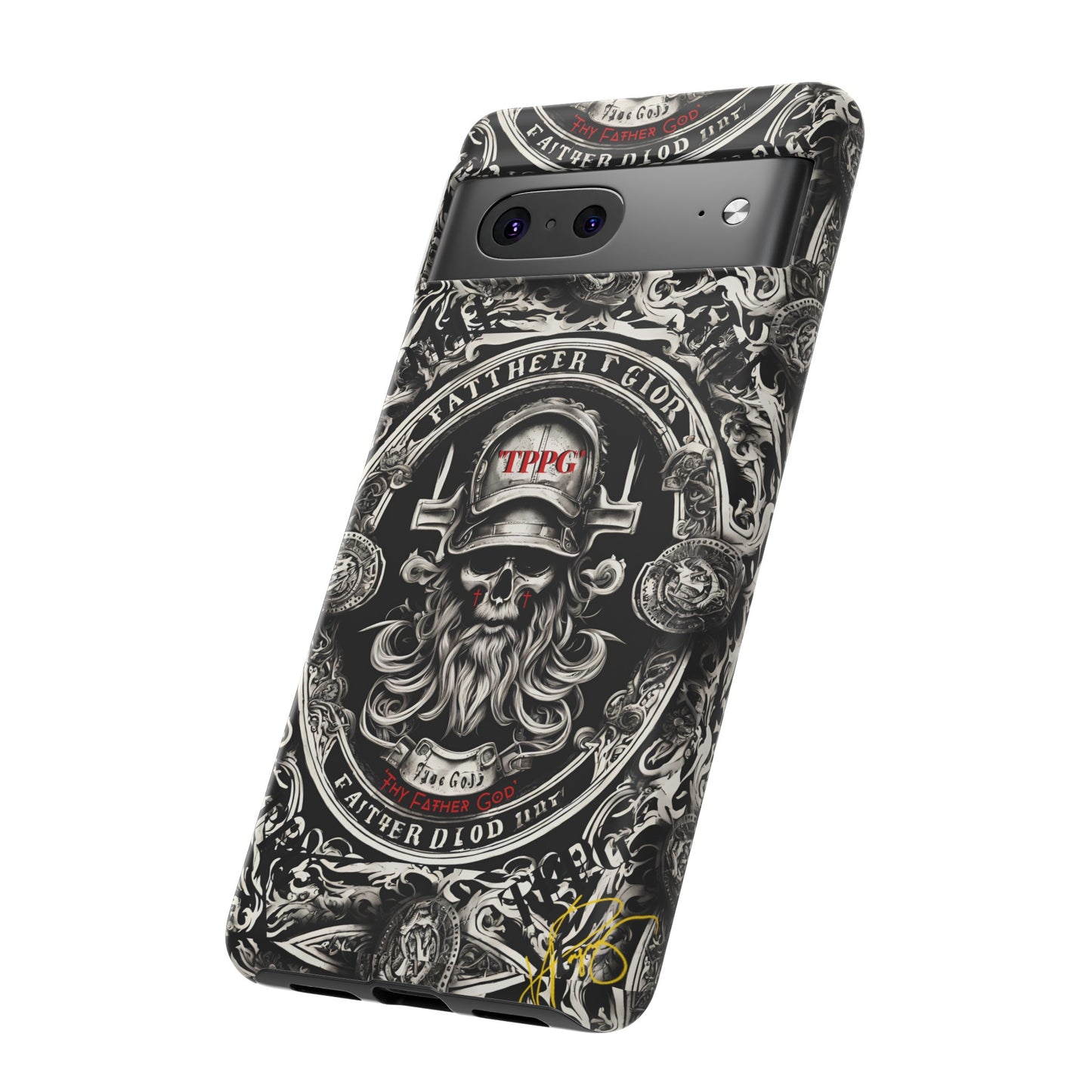 "Father God" iPhone/Google Pixel & Samsung Tough Phone Case (Black/Red & Grey)