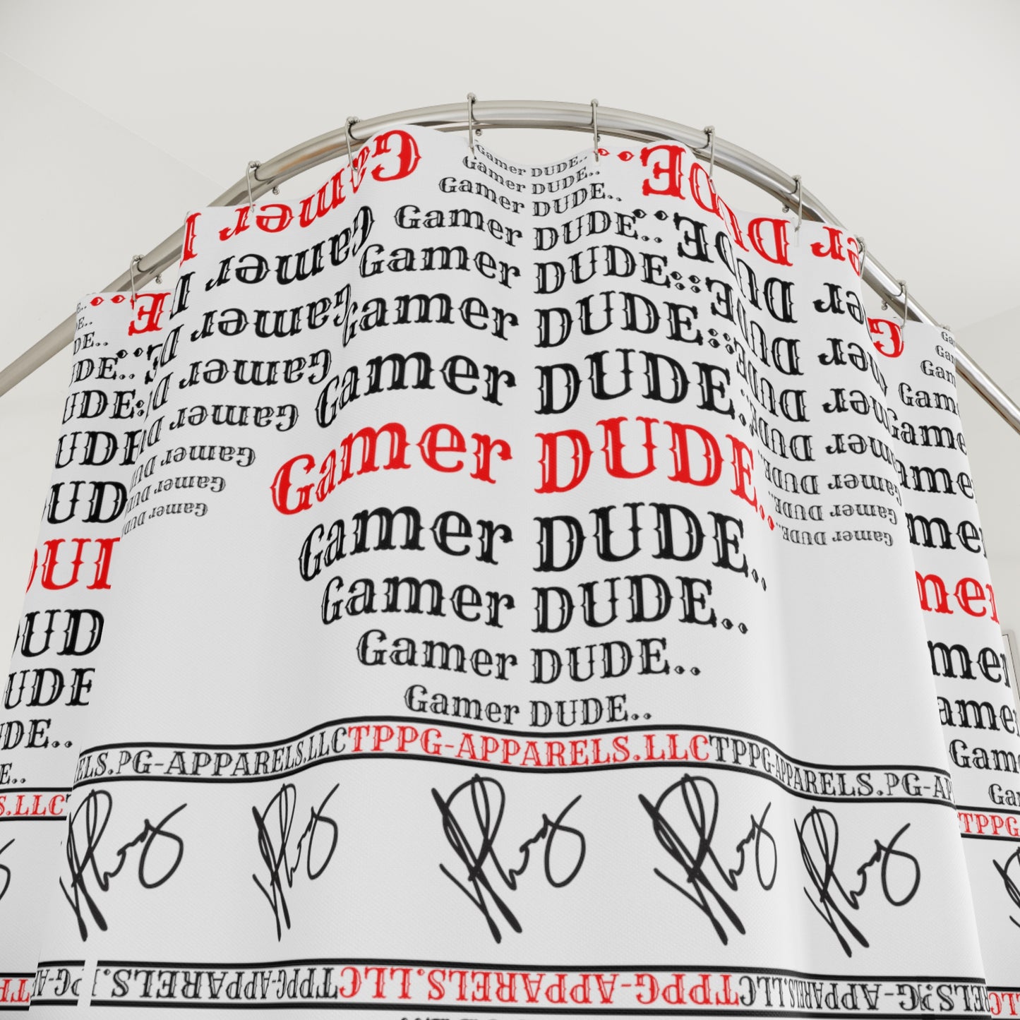 This Sleek "Gamer" Polyester Designer Style/ "TPPG-Apparels" Brand Shower Curtain