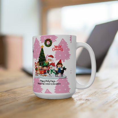 Our Pink & White 15oz "TPPG Brand" Christmas Ceramic Mug Grabs the Attention of all who Views It!! - By the 'TPPG' Brand (Pet/Cat) Collection