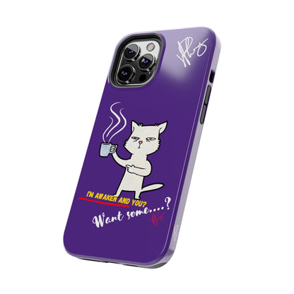 Lovely Bold Purple - Cutie "Coffee Cat" Pet Design Verision from the 'TPPG Collection' Line carries Several sizes of the "iPhone Series" Tough Phone Cases