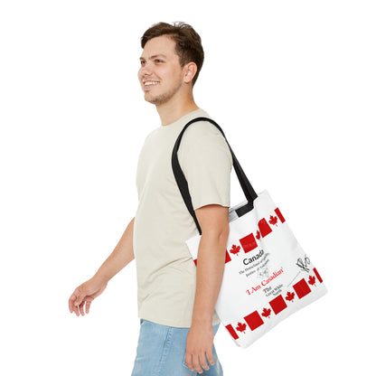 Our lovely 'Canadian' 3 sizes totes -White front facing Style Design Tote Bag from the 'TPPG-Apparel' Brand Collection