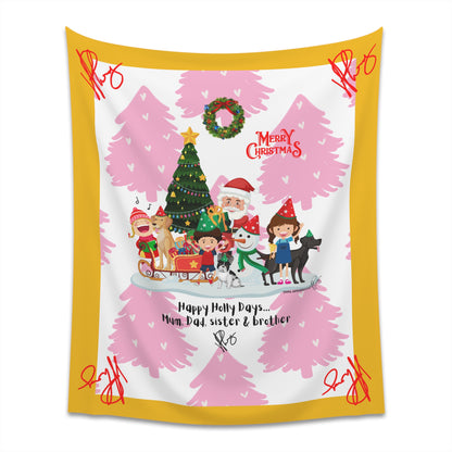 100% Polyester (Yellow Base color) Holiday Printed Wall Tapestry from "TPPG Collections"