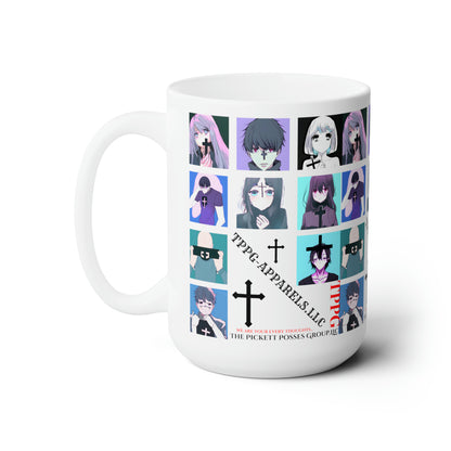 White 15oz "Anime/Manga" Style Ceramic Mug Grabs the Attention of all who Views It!!-By the 'TPPG-Apparels' Brand Collection