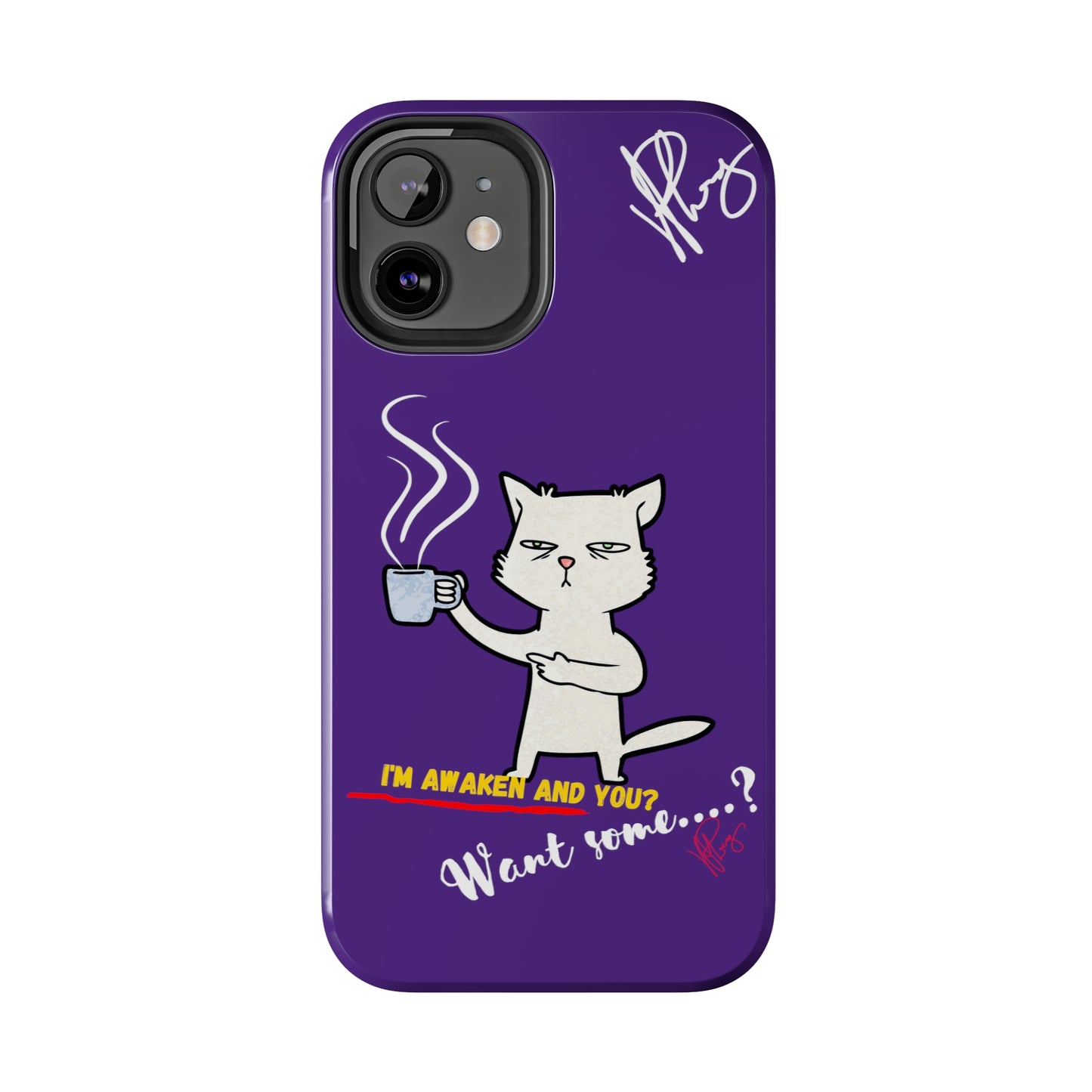 Lovely Bold Purple - Cutie "Coffee Cat" Pet Design Verision from the 'TPPG Collection' Line carries Several sizes of the "iPhone Series" Tough Phone Cases