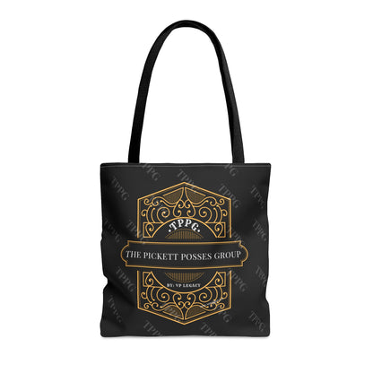 3 sizes-Sleek 'TPPG-Apparel' Brand Style Tote Bag w/Gold Crest on Front facing