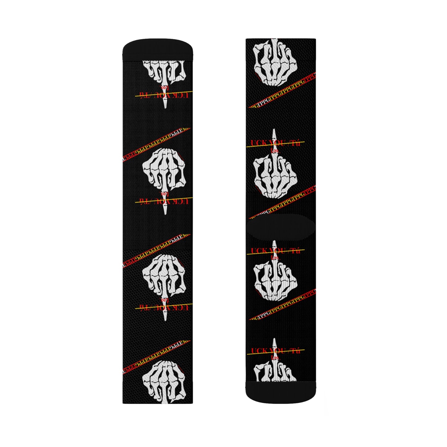 High Quality Cushioned 'TPPG Brand' Black Finger-Up "UCK YOU TÚ" Style Socks