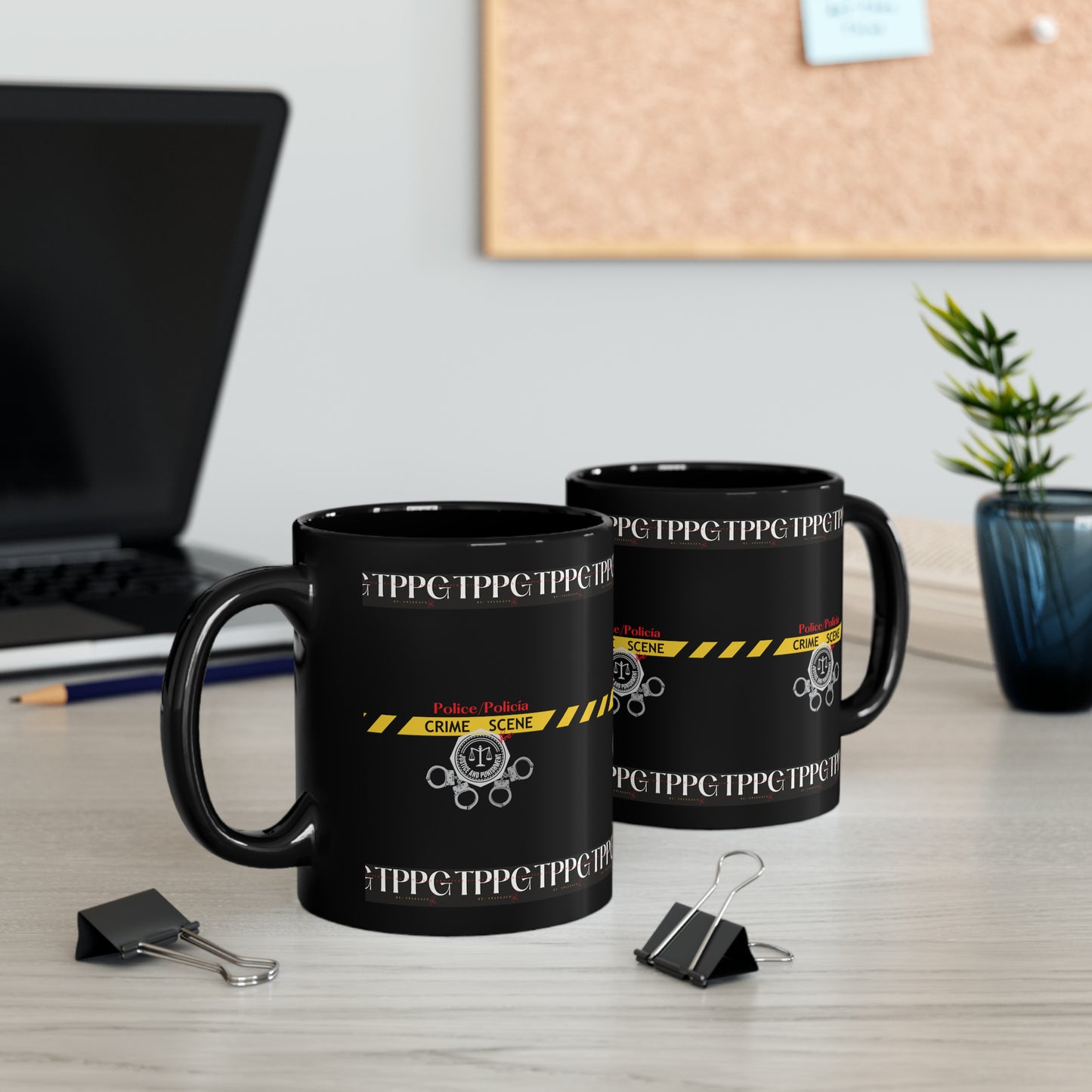 Black "Crime Scene/Policía" Mug (11oz & 15oz)