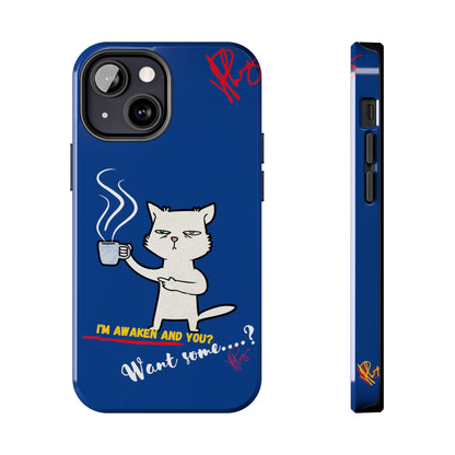 Another Cute "Coffee Cat" Pet Design (in a Simple but Kool Bold Blue & White Base Color) Verision from the 'TPPG Collection' Line carries Several sizes of the "iPhone Series" Tough Phone Cases