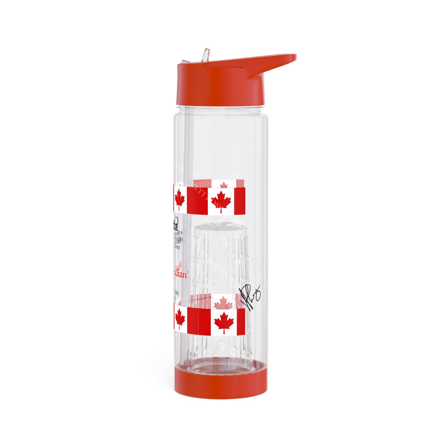 Clear 25oz 'Canada' Style Design.. INFUSER Water Bottle by the "TPPG-Apparels Brand" Canada Collection